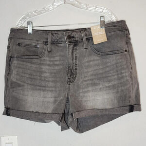 NWT Madewell High-Rise Grey Stretch Denim Cuffed Shorts. Women's plus size 16W.